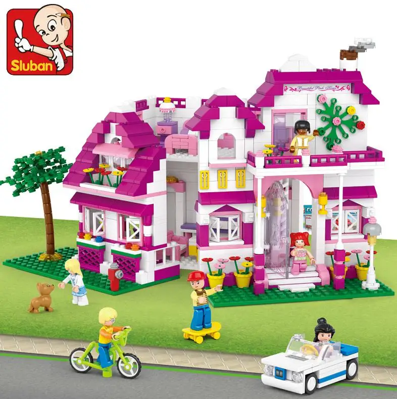 

Sluban 2017 New 0536 726pcs Friends Pink Dream Series Sunshine Villa Model Building minis Blocks Brick Toy Gift Free Shipping
