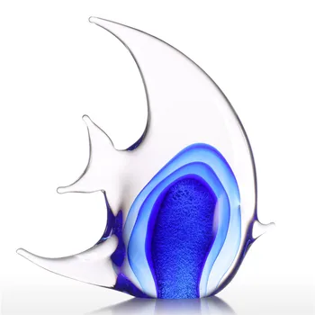 

Blue Tropical Fish Glass Figurine Multicolor Animal Art Sculpture Home Decoration For Living Room R487