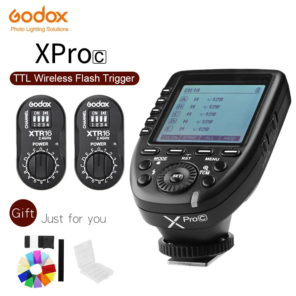 GODOX XPro-C E-TTL 2,4G Беспроводная Высокоскоростная синхронизация 1/8000s X система высокоскоростная вспышка триггер+ 4x XTR-16 для камер Canon EOS - Цвет: Xpro-C add 2x XTR-16