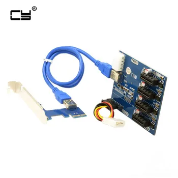 

PCI-e Express 1x to 4 Port 1x Switch Multiplier Splitter Hub Riser Card with USB 3.0 Cable