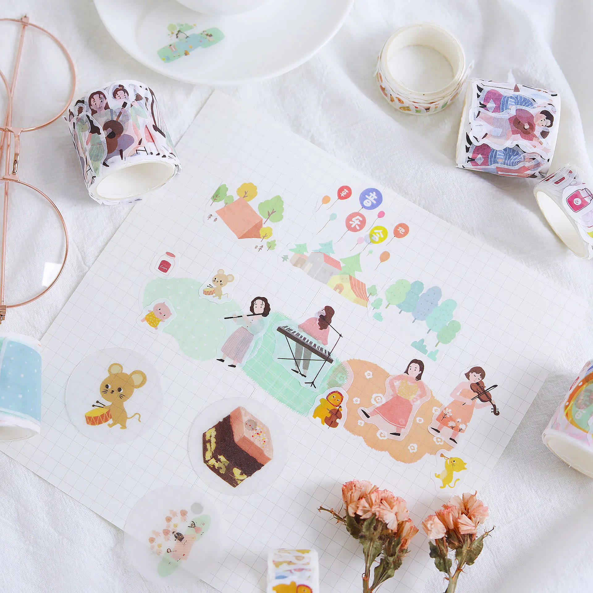 

Grass Concert Series Masking Washi Tape Decorative Adhesive Tape Decora Diy Scrapbooking Sticker Label Stationery