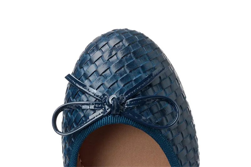 Ladies Casual Flat Shoes Spring Bowtie Flats Women Round Toe Slip-on Ballet Flats Knitted Pu Leather Ballerinas Flats For Women  (4)