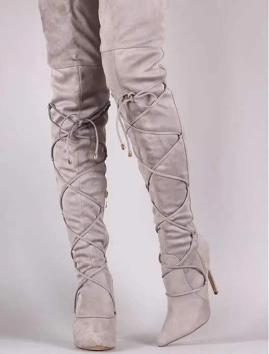 Women Winter Boots 2018 Pointed Toe Lace-up Tight High Women Over The Knee Boots Zipper Fashion Long Boots Plus Size Drop Ship Women Winter Boots 2018 Pointed Toe Lace-up Tight High Women Over The Knee Boots Zipper Fashion Long Boots Plus Size Drop Ship