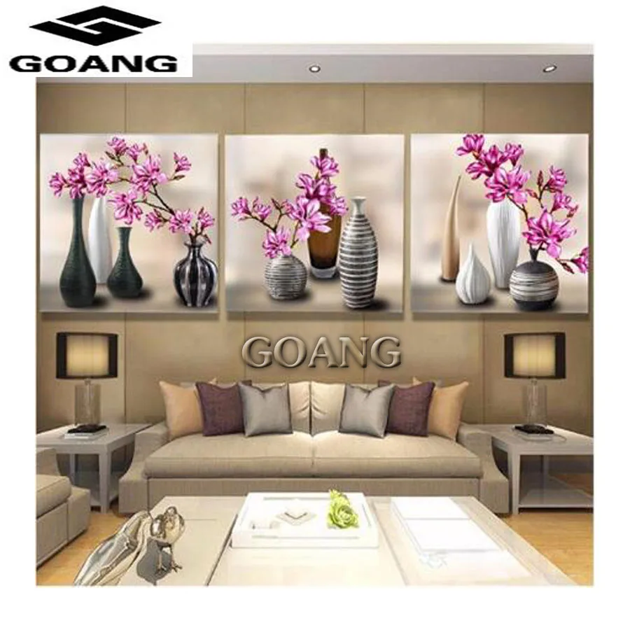 

3PCS diy diamond mosaic diamond painting cross stitch Handicraft Needlework diamond embroidery flower wall sticker