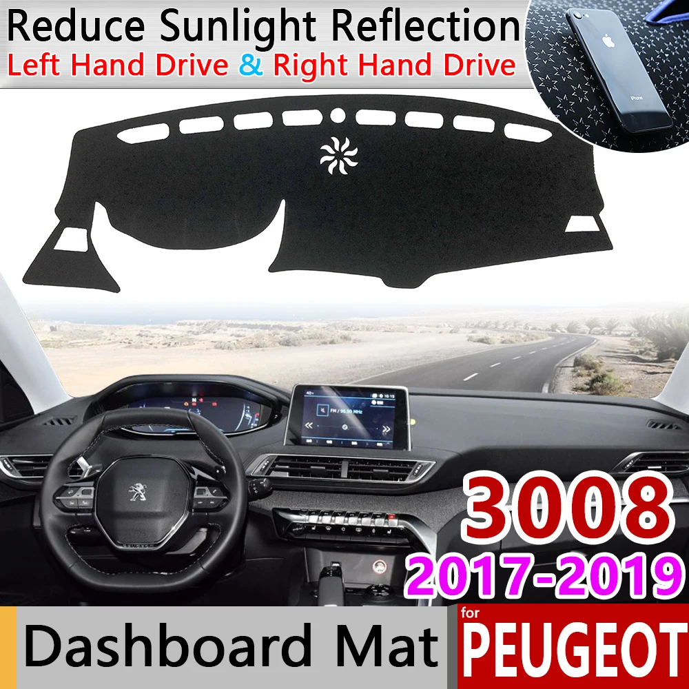 Противоскользящий коврик для приборной панели Peugeot 3008 2017 2018 2019 Mk2 3008GT GT