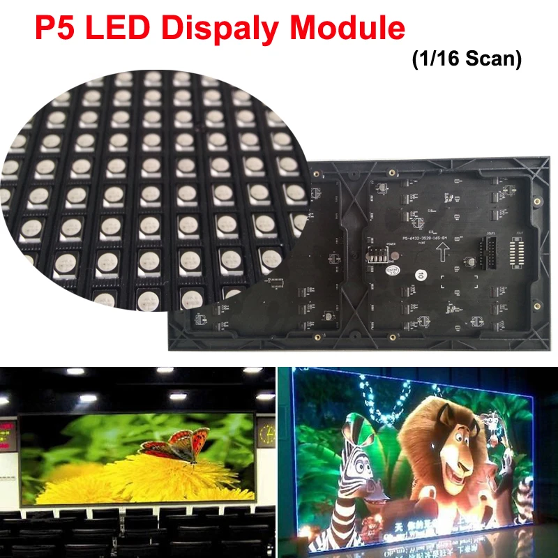 

P5 5mm Video LED Display Module 64*32 pixels 1/16 Scan Premium Quality SMD Led Display Module Programmable Led Signs