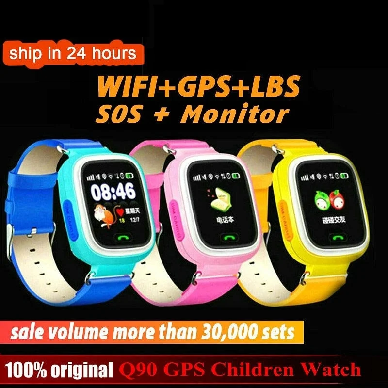 Смарт часы Q90 для детей. Детские смарт с функцией GPS. Часы 1.22 дюймовым цветным