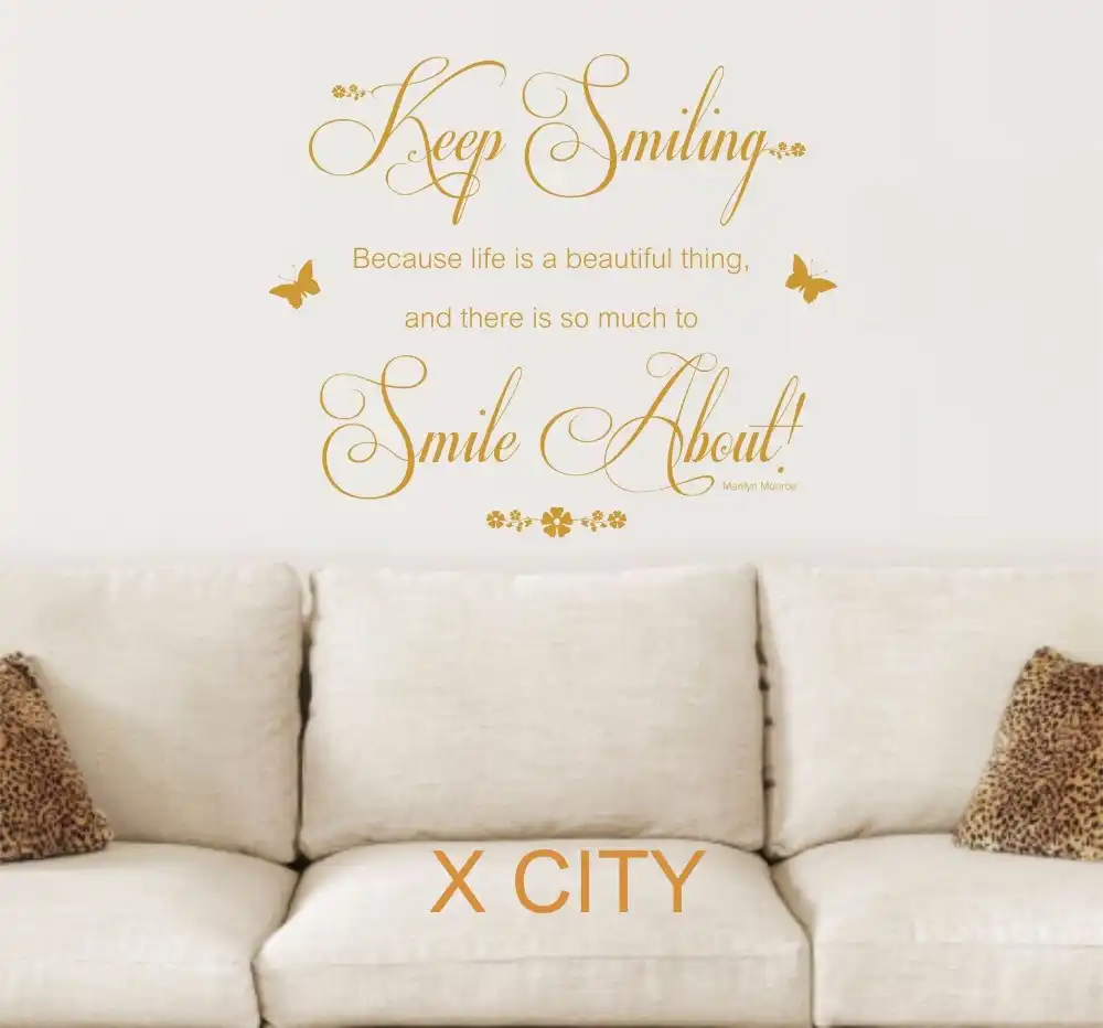 Marilyn Monroe Quote Keep Smiling Vinyl Wall Decal Art Decor Sticker Bedroom Stencil Mural S M L