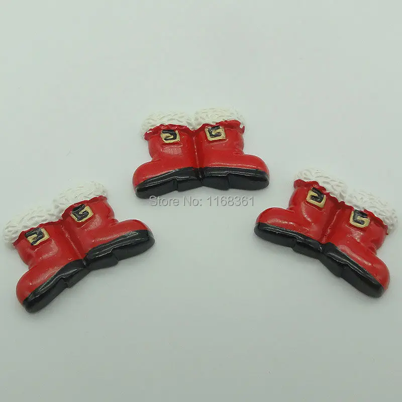 1pcs/lot resin flatback double red stockings 31mm Cabochons Scrapbooking Hair Bow Center DIY Christmas decration C108-8