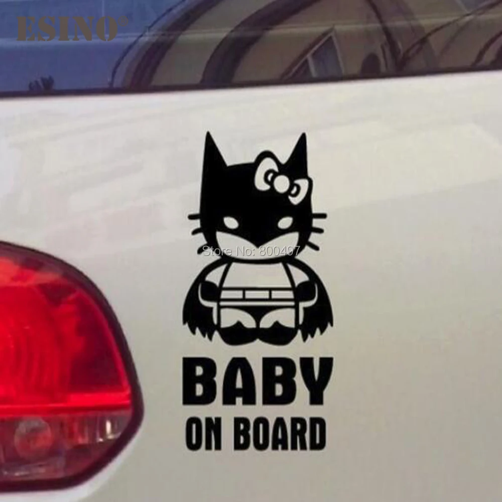 

Car Styling New Funny Decorative Vinyl Hello Kitty Batman Baby on Board Creative Reflective Sticker Car Body Personalized Decal