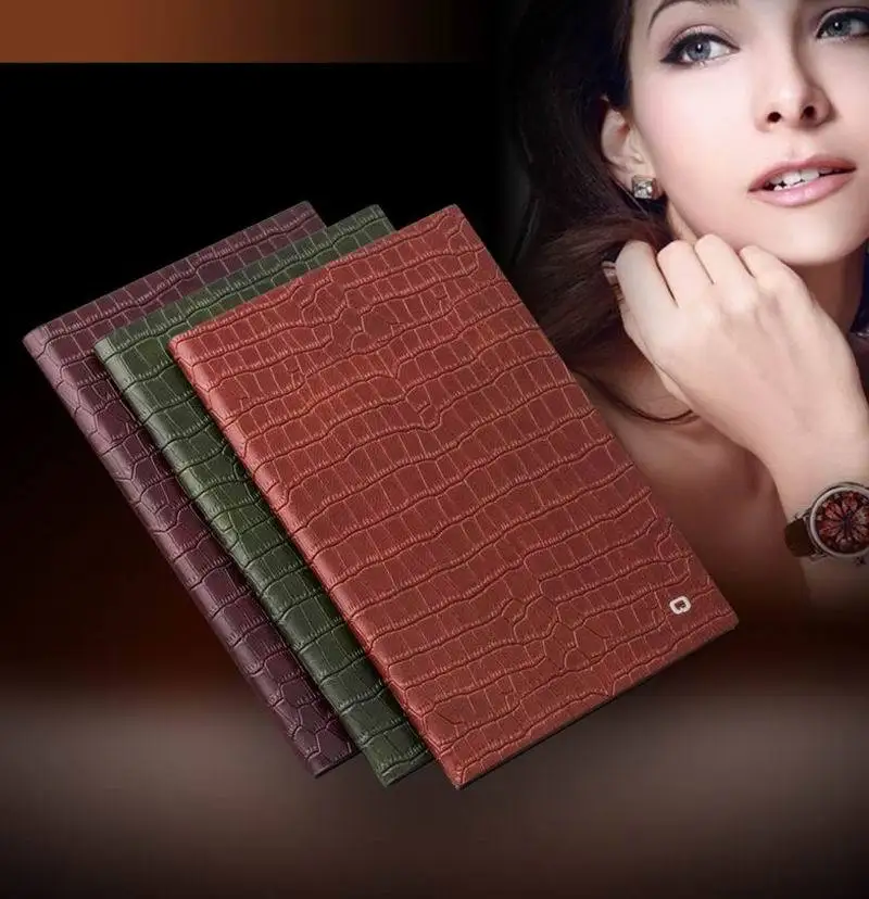 2015 QIALINO New Arrival Ultra Thin Crocodile Leather Magnetic Cover for iPad air 2 Smart Case