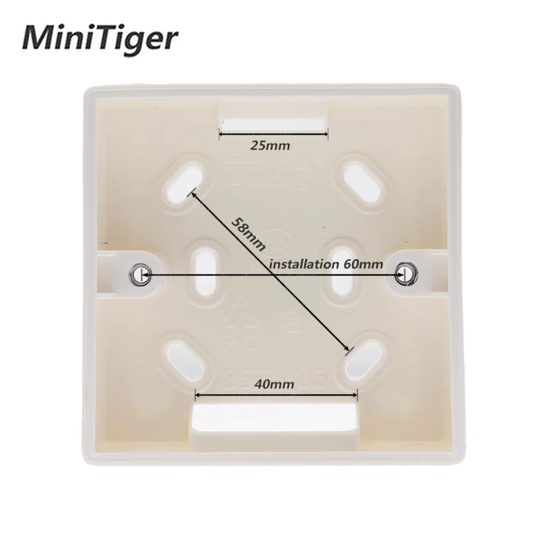 Внешняя Монтажная коробка Minitiger 86 мм* 86 мм* 34 мм для 86 мм стандартного сенсорного переключателя и розетки применяется для любого положения поверхности стены