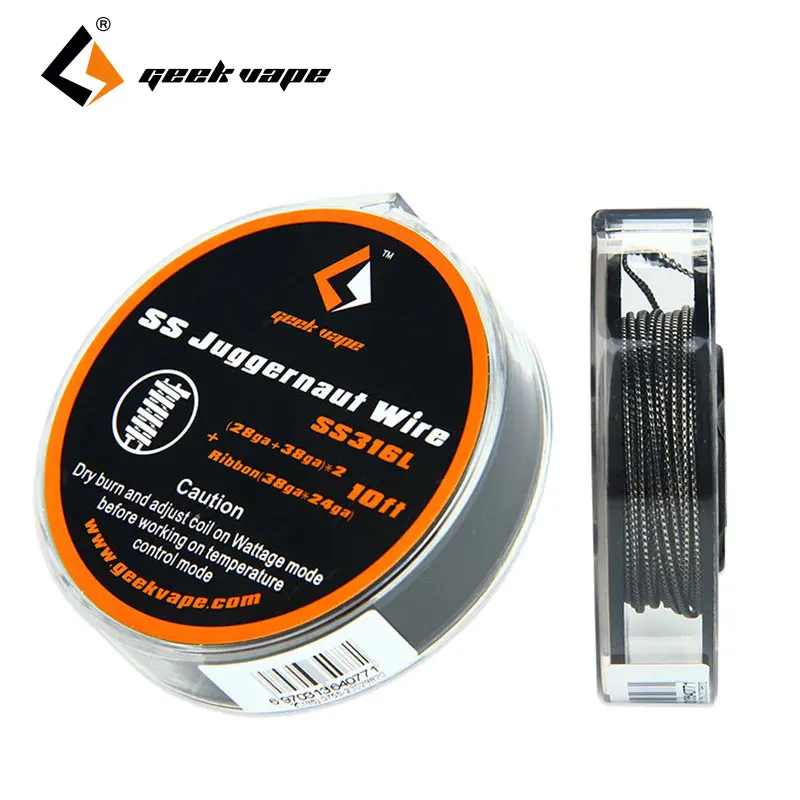 

Original 10ft GeekVape SS Juggernaut Wire with SS316L(28GA+38GA)x2 & Ribbon(38GAx24GA) E-cig Vape Spare Part Build Coil Wire