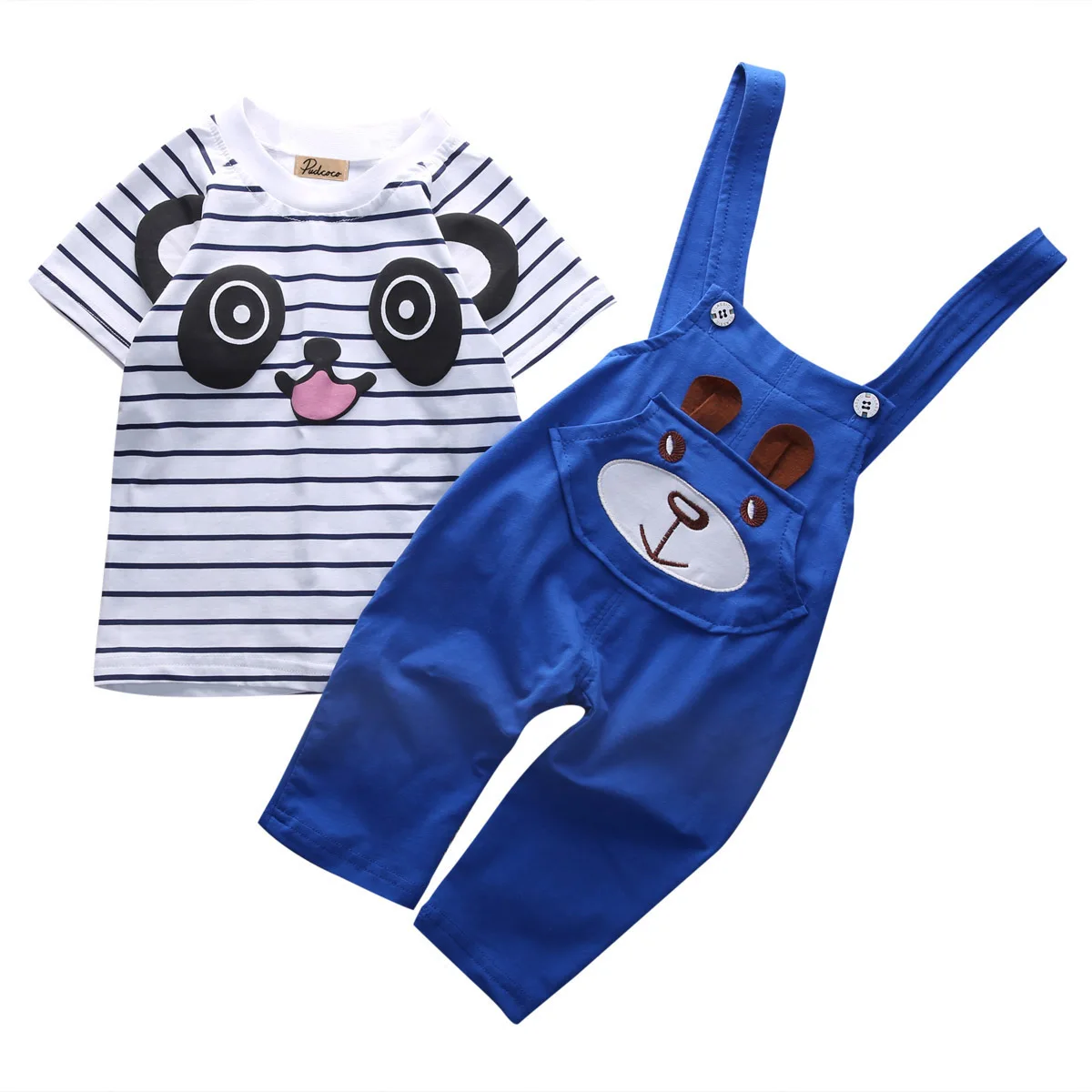 Cute 2PCS Newborn Baby Boy Girls T-shirt Tops+Pants Overalls Outfits Clothes Set