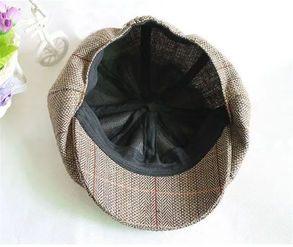 Осенне-зимняя восьмиугольная мужская кепка гэтсби в елочку для мальчиков, твидовые шерстяные шапки для гольфа, для вождения, плоский берет унисекс, мужская кепка s