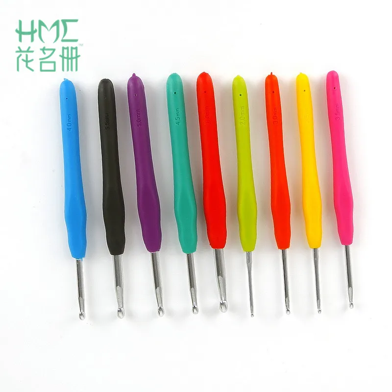 

1 set Crochet Hook Set Aluminum bamboo Ergonomic Crochet Needles for Sweater Colorful Soft Rubber Grip Cushioned Handles Needles