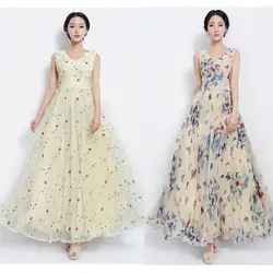 2019 Весна и лето женское темпераментное элегантное платье жилет большие качели полный платье женское без рукавов тонкое длинное платье vestidos