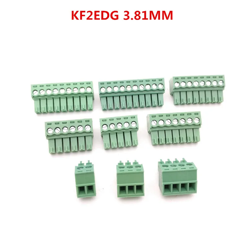 20psc 2P/3P/4P/5P/6P/7P/8P/9P/10P KF2EDGK набор 300V 10A подключаемый клеммный блок разъем 3 81 мм Шаг с