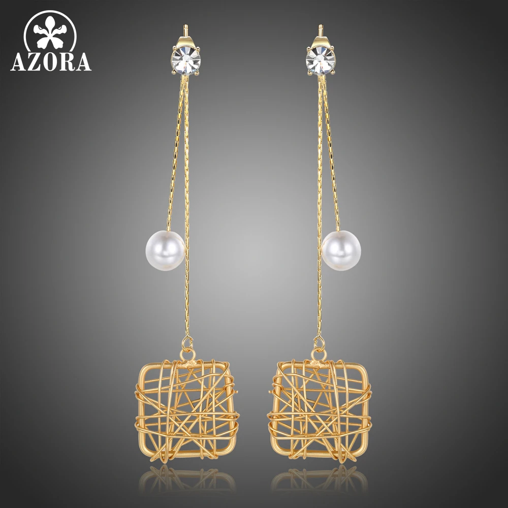 AZORA Luxury Pear Cut Red Cubic Zirconia Big Long Gourd Drop Earrings for Women Wedding Engagement Fashion Jewelry Gift TE0393-1 | Украшения