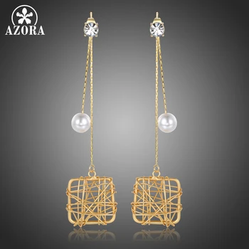 

AZORA Luxury Pear Cut Red Cubic Zirconia Big Long Gourd Drop Earrings for Women Wedding Engagement Fashion Jewelry Gift TE0393-1
