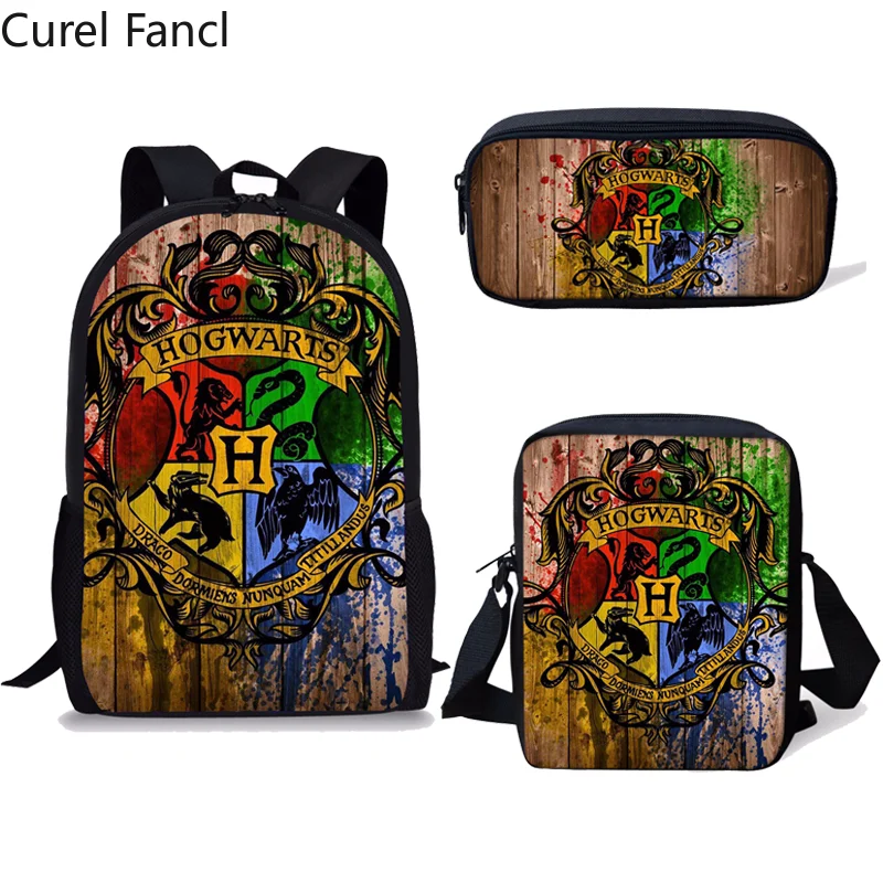 

New Hot Harry Potter Cartoon Kids School Bags for Boys 3 Pcs Set Backpack Children Mochila Infantil Bolsa Escolar Computer Bag
