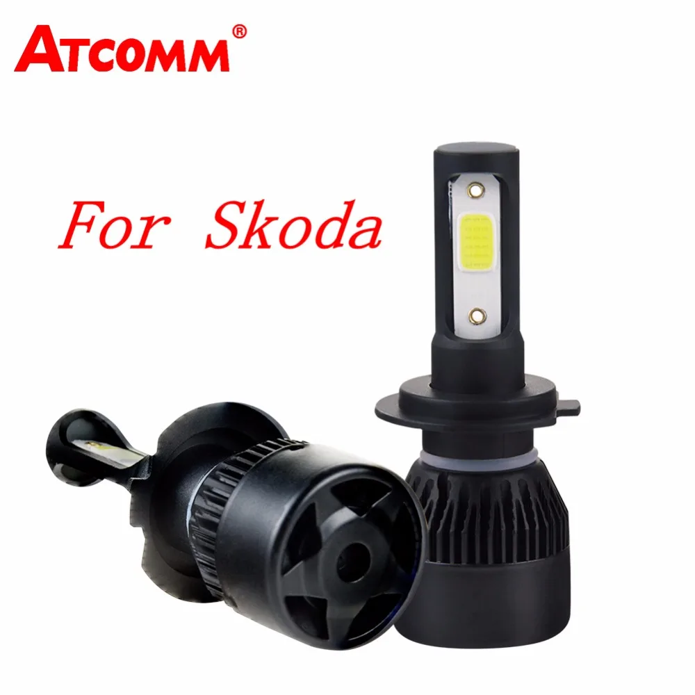 ATcomm 72W 8000Lm 6500K White COB H1 H4 H7 H11 72W 12V LED Car Headlamp For Skoda octavia/rapid/kodiaq/fabia/superb