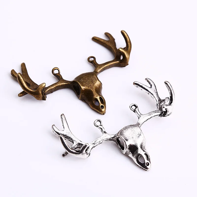 Free shipping 5//10pcs Retro style deer head alloy charms Pendants 51x38mm