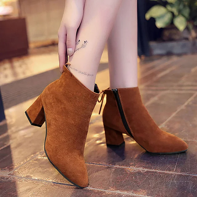 

Women ankle boots 2018 hot fashion High Heel warm snow boots women Party shoes women winter boots