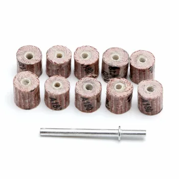 

New High quality 10pcs Grinding Buffing Sandpaper Flap Wheel + Mandrel for Rotary Tool New