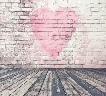 

KIFIERG Thin Vinyl White Brick Wall Graffiti Heart Photography Backgrounds For Photo Studio Children Valentine Photo Photography
