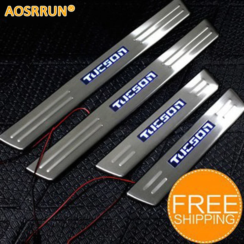 AOSRRUN Free Shipping! LED Stainless Steel Door Sill Scuff Plate FOR