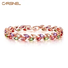 CARSINEL цветной, с кубическим Цирконом браслет для женщин розовое золото-цвет ювелирное изделие, цепь в виде Змеи Браслеты Роскошные ювелирные изделия для помолвки BR0004