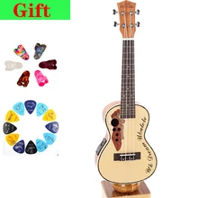 Electric Ukulele Musical 23 Inch Spruce Sapele Grape Hole 4 Strings Guitar With Electric Box Small Instruments 12 Frets UC-316EQ