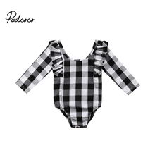 Marca bebê recém-nascido da menina do menino roupas definir infantil roupas casaco infantil bebes menino menina roupa Preta Xadrez O Pescoço Longo manga