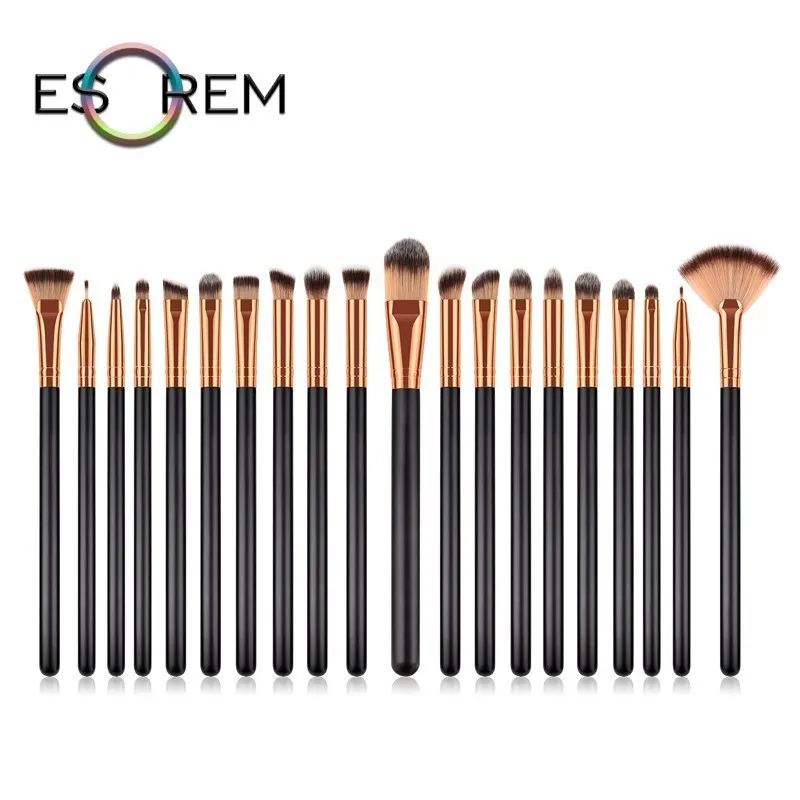 

ESOREM 20pcs Slim Handle Makeup Brushes Cosmetic Makeup Brush Set Loose Powder Small Stippling Flap Top Pincel Maquiagem T-20