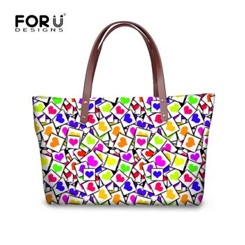 

FORUDESIGNS Casual Women Hangbag Heart-shaped Pattern Shoulder Bags Female Large Quality Shopping Bag Daily Use Ladies Tote Bag