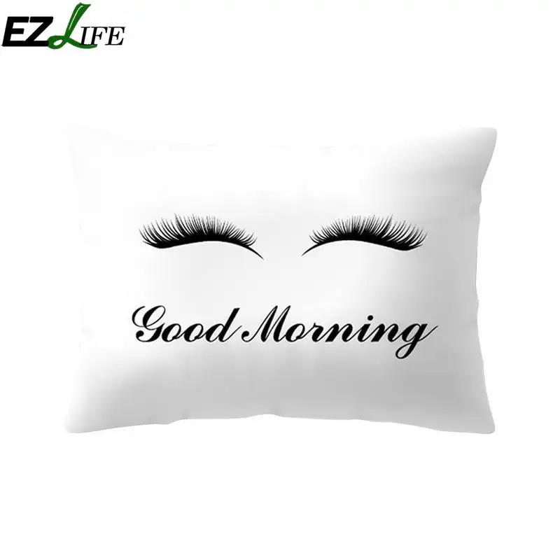 

New Fashion Cute Cartoon Eyelash Printing Pillow Case Comfortable Polyester Living room Holding Pillowcase Home Supplies VQZ0004