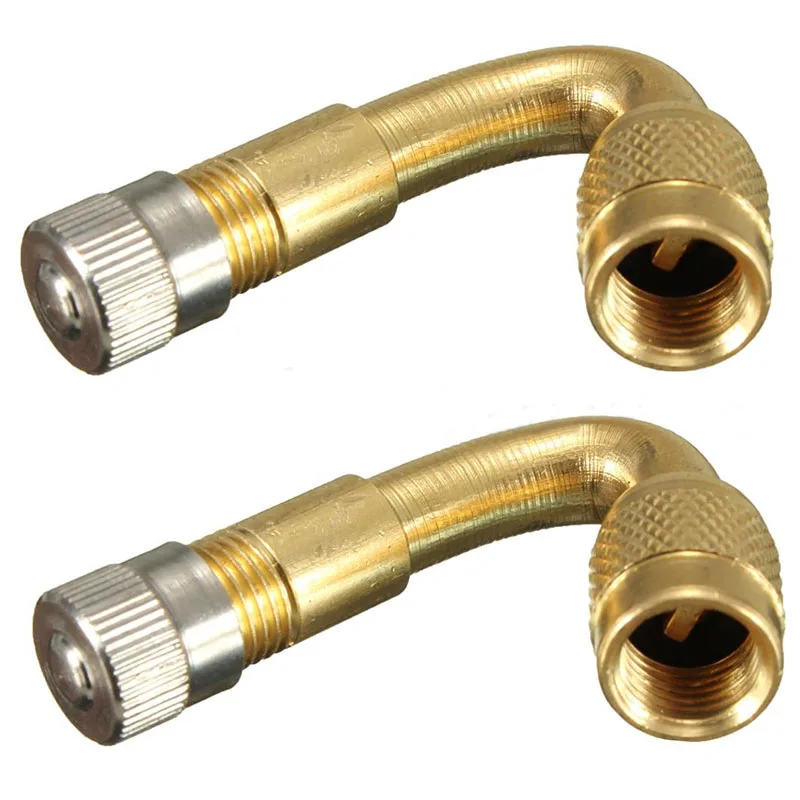 Image Mayitr 2pcs 45 Degree Brass Air Tyre Valve Extension Car Motorcycle Tyre Valve Extension Adapter Wheel Tire Stem Extender