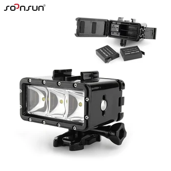 

SOONSUN Waterproof LED Diving Light Underwater Fill Spot Lamp w/ Dual Battery for GoPro Hero 7 6 5 4 3 for Go Pro Accessories