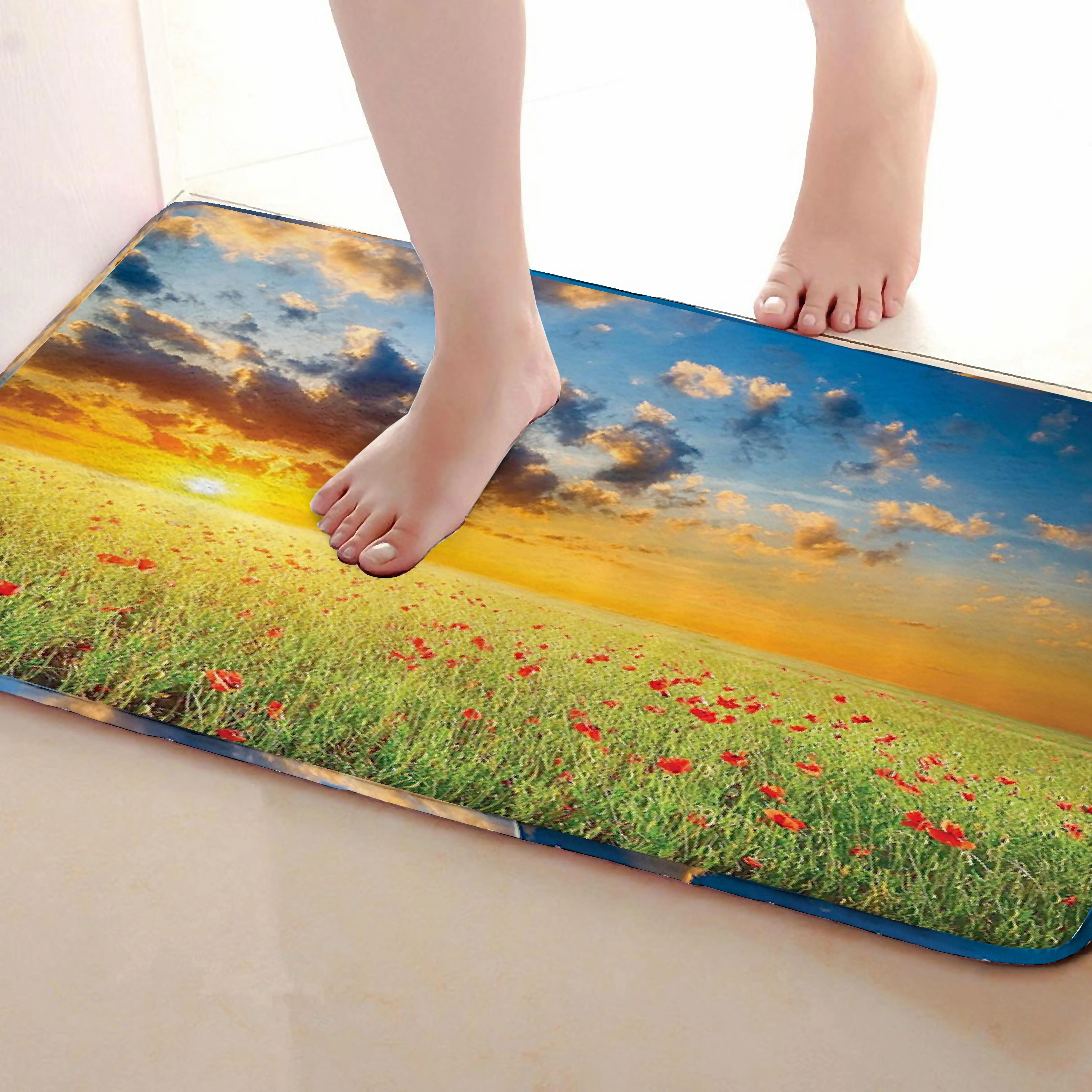 Цветочный Морской стиль коврик для ванной комнаты, смешной Противоскользящий коврик для ванной, занавески для душа s аксессуары, соответствующие вашей душевой занавеске