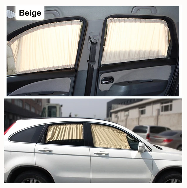 2 x 50L Dehnbar Kunststoff Schiene Auto Seite Fenster Sonnenschutz Vorhang  Auto Fenster Sonnenblende Mit Elastische Schnur-Schwarz/Beige/Grau -  AliExpress