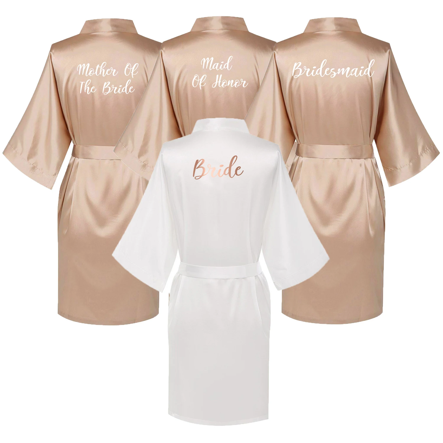 

YUXINBRIDAL Satin Silk Robes Wedding BathRobe Bride Bridesmaid Dress Gown Women Clothing Sleepwear Bridesmaid Robes
