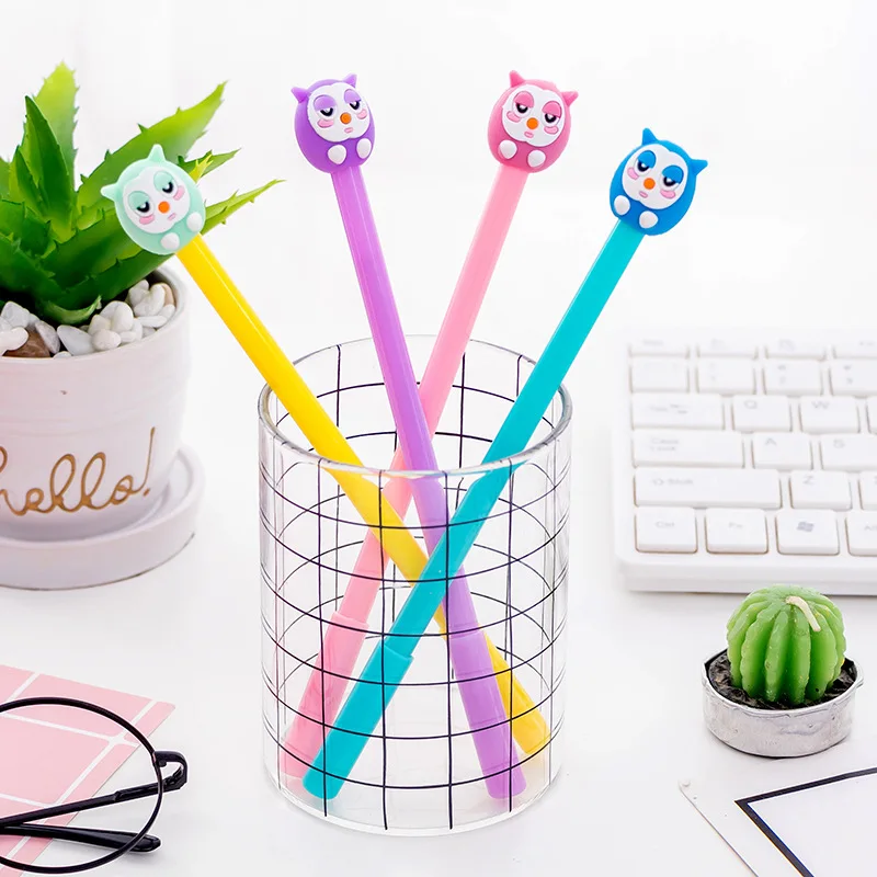 

36 Pcs/Lot Color Owl Gel Pen 0.5mm Black Color Ink Pens for Writing Stationery Item Office School Supplies Material Escolar