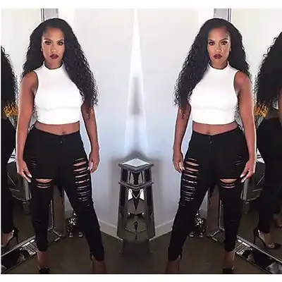 black ripped jeans and crop top