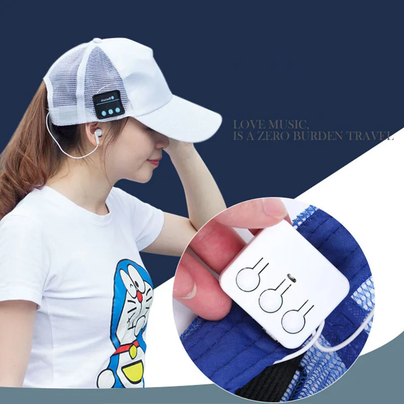 

2017 New Bluetooth Smart Cap Hat Headphones Sunshine Net Caps Baseball Hat Wireless Earphones Sport Headset with MIC for Women