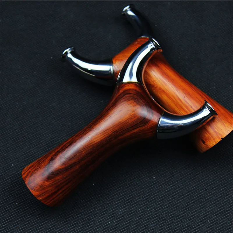 

Hunting Slingshot 440c Stainless Steel Catapult + Wood Handle Outdoor Precise Shooting with 1pc Flat Rubber Band 2019 New