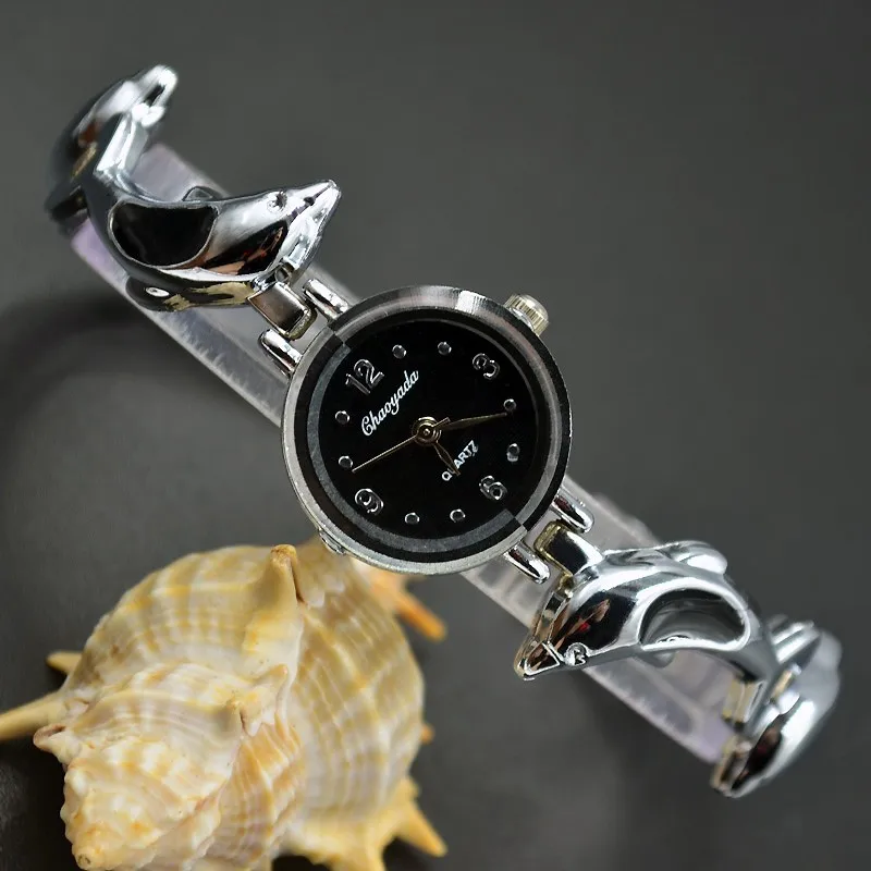 Модные Элегантные наручные часы женские Девушки Дельфин стиль изысканный металлический сплав группа кварцевые браслет часы 935