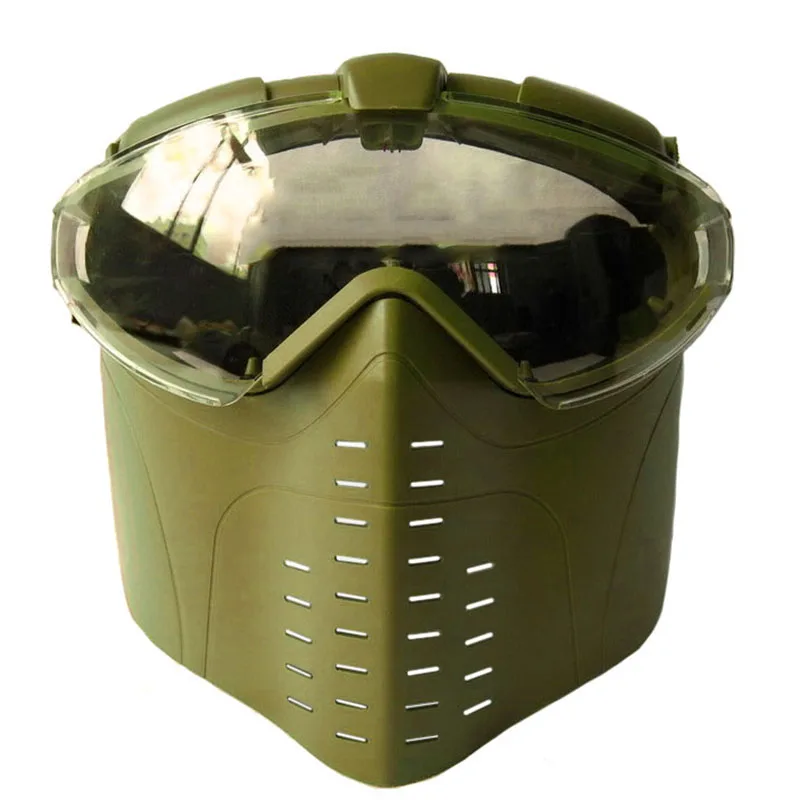 Анти-туман полный лицо тактическая маска с вентиляцией вентилятора пылезащитные очки шлем военный Пейнтбол Охотничьи аксессуары - Цвет: TAN