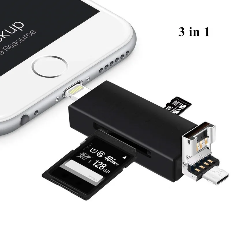 

TF/SD Card Reader Compatible with iPhone/OTG Android/Computer, Micro SD Card Reader Compatible with iPhone/iPad Charging