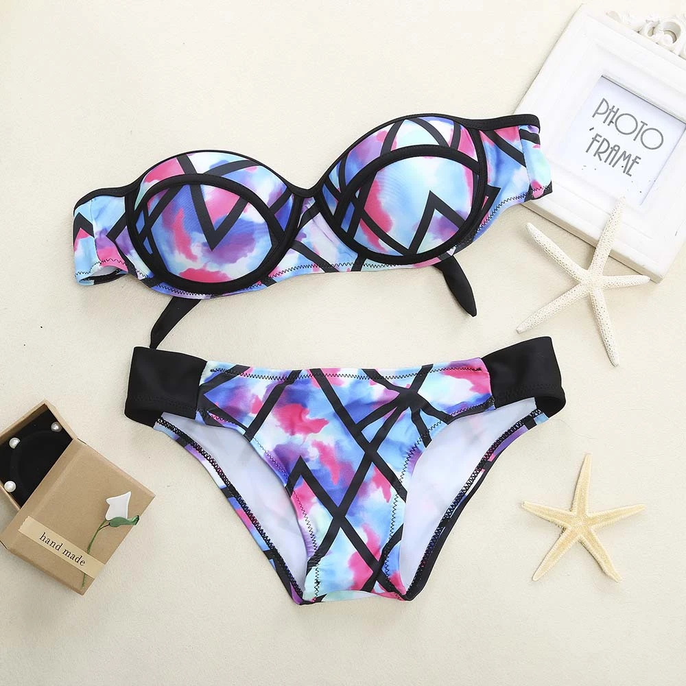 Women Floral Printing Sexy Separated Bikini Swimsuit Durable Breathable 